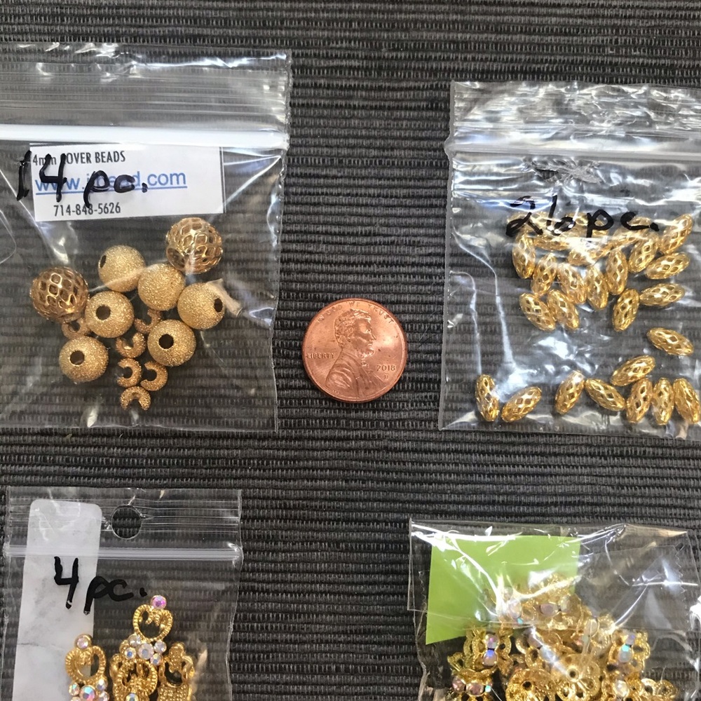 GOLD METAL RHINESTONE BEADS/SPACERS Jewelry Supply